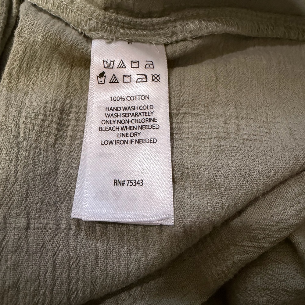 Lucky Brand Gauze Cotton Sage Midi Maxi Dress Tiered Hem Cottage Boho SZ 14-16 - Picture 11 of 13